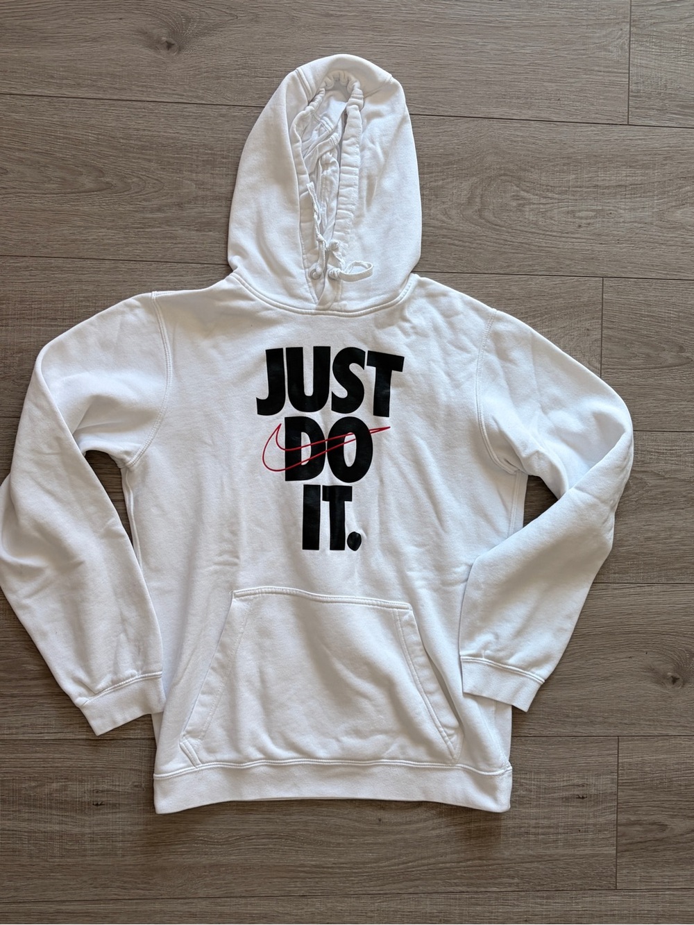 Nike Just Do It Swoosh White Pullover Hoodie Men’s Small